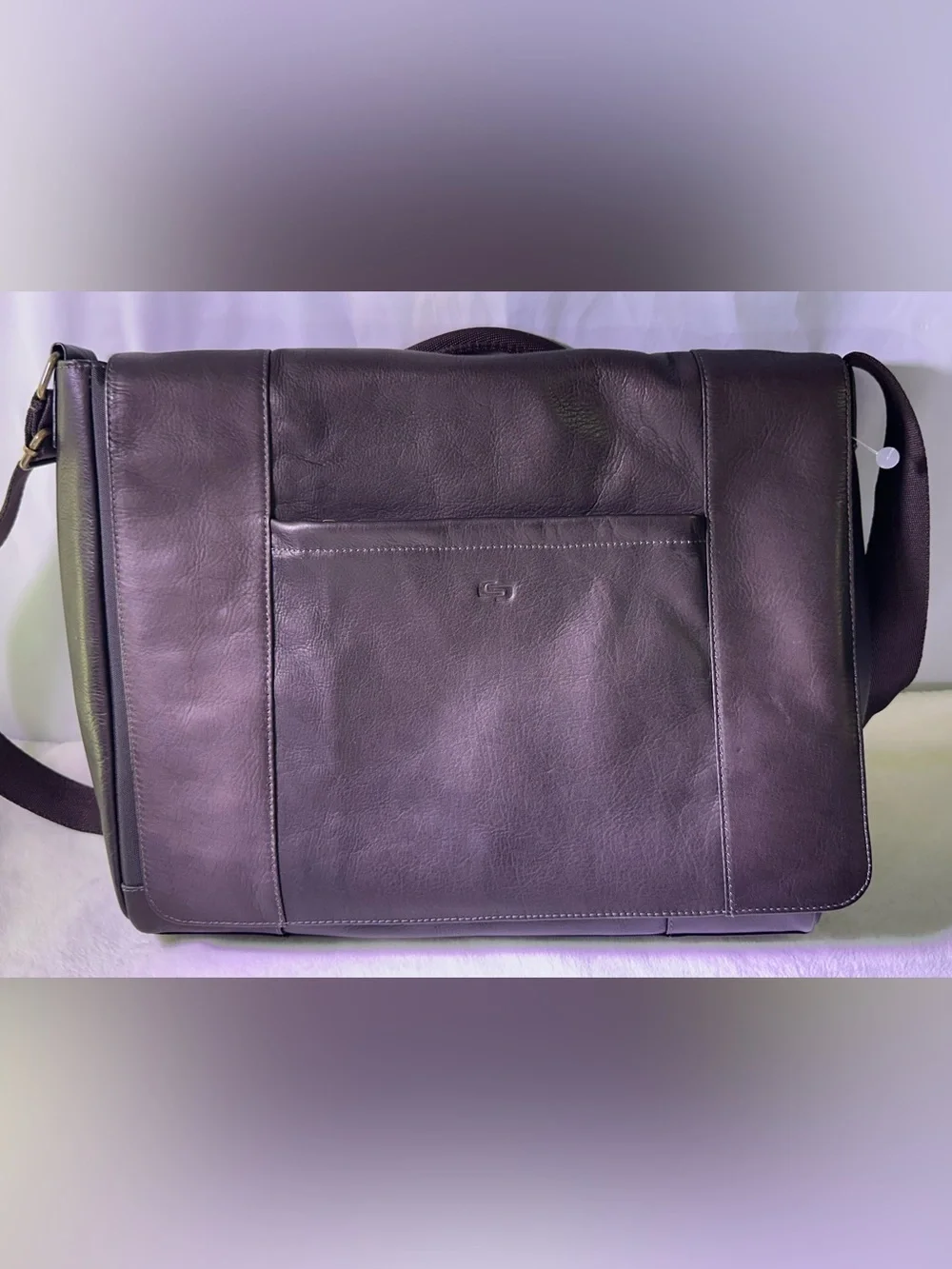 Men's Leather Messenger Bag - Black